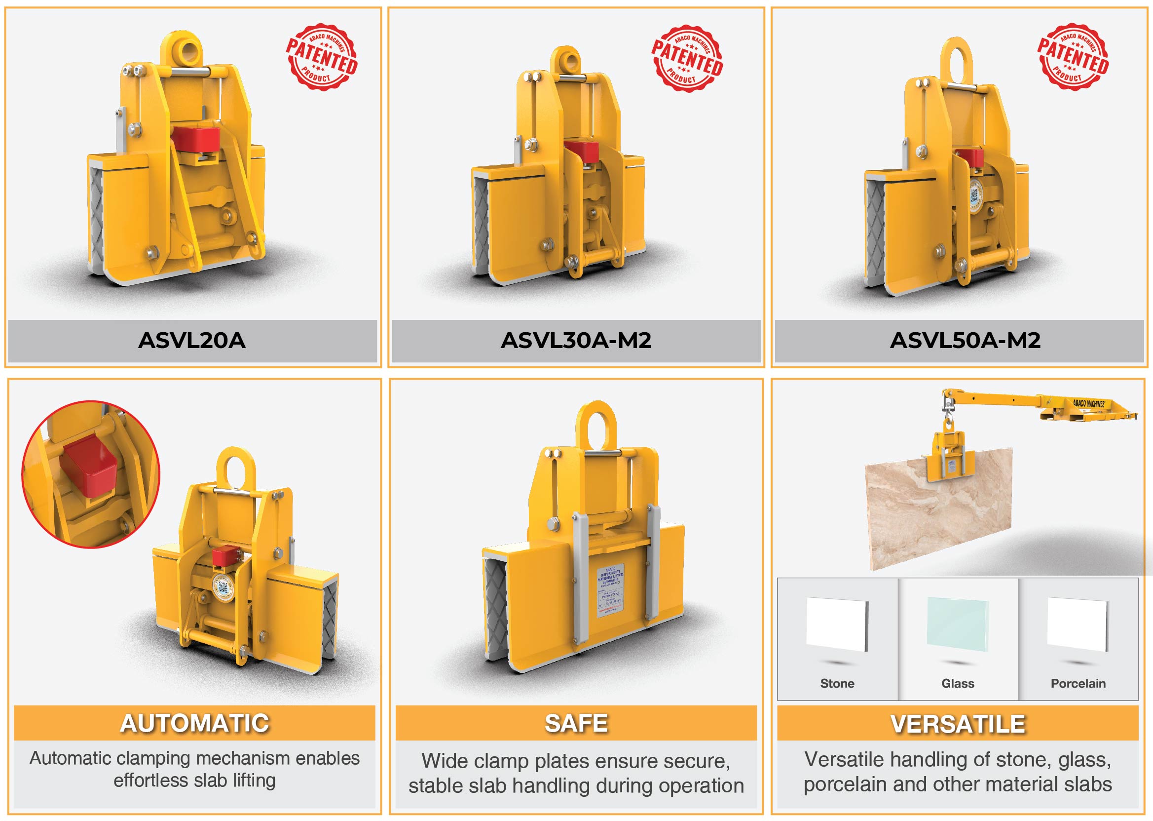 ABACO SUPER MULTI MATERIAL LIFTER AUTOMATIC – ASVL20A; ASVL30A-M2; ASVL50A-M2 18 Abaco super multi material lifter automatic ASVL A