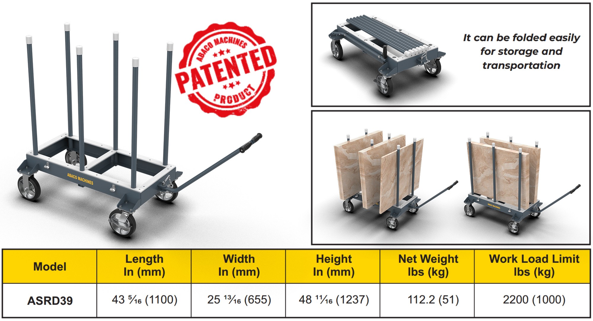 ABACO SLAB RACK DOLLY - ASRD39