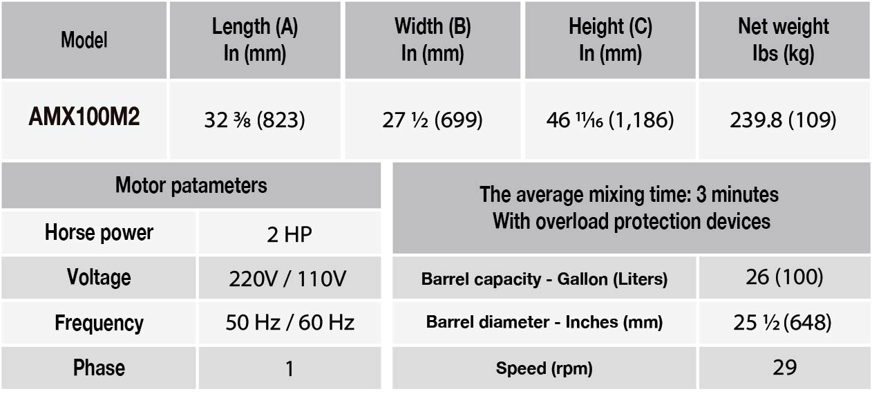 Abaco mortar mixer m2 AMX100M2