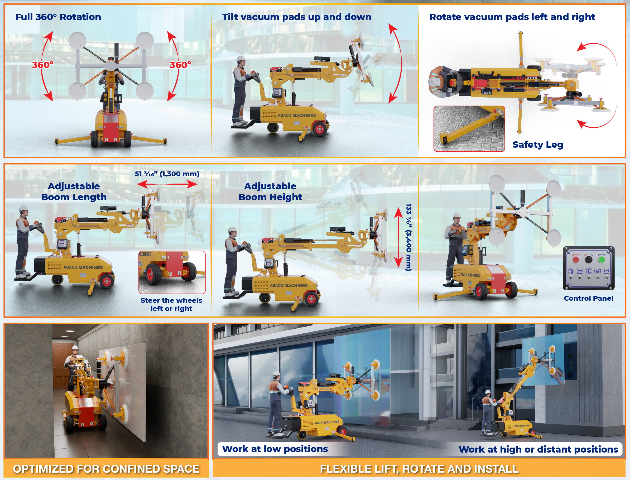 Abaco multi material installation panel transport cart AMITC400
